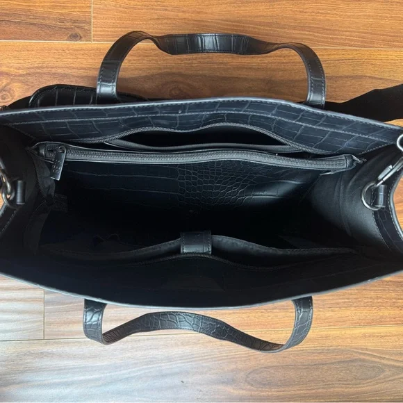 Beis - The Large Work Tote 
in Black Croc Purse - Picture 3 of 9